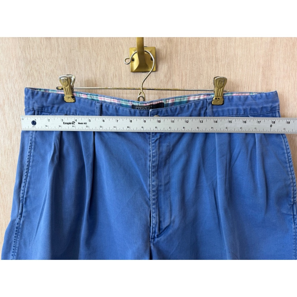Polo Ralph Lauren Classic Golf Short Blue Pleated Cotton Mens 37 - Picture 2 of 5